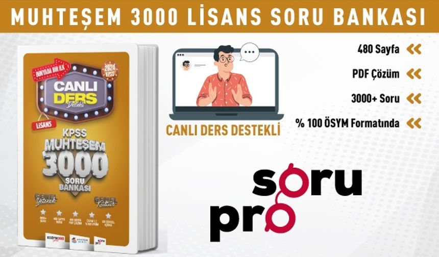 MUHTEŞEM 3000 KPSS LİSANS GYGK TÜM DERSLER SORU BANKASI