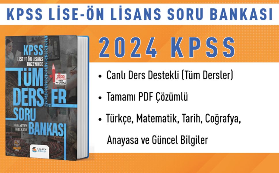 2024 KPSS LİSE - ÖN LİSANS GYGK TÜM DERSLER SORU BANKASI (Versiyon 1.0)